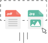 アプリにファイルをドラッグしているイラスト