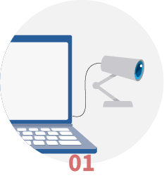 webカメラをPCに接続しているイラスト