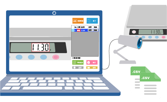 WEBカメラを使用した読み取りを行っているイラスト