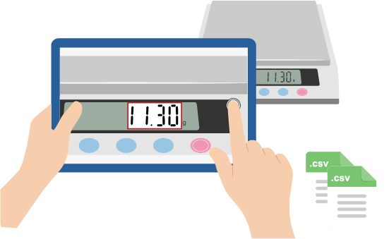 タブレットを使用した読み取りを行っているイラスト