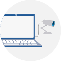 webカメラをPCに接続しているイラスト