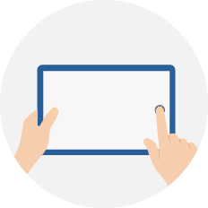 タブレットで撮影しているイラスト